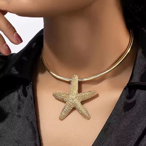Starfish Gold Bangle Necklace&Earring Set - Picture 3 of 4